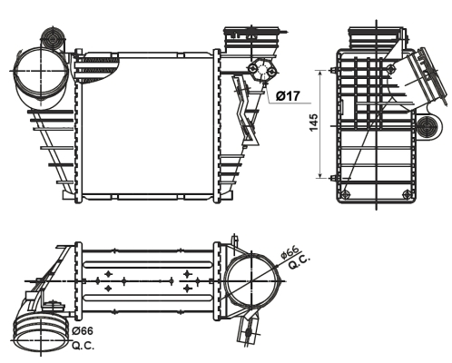 starpdzesētāja radiators NRF 30838