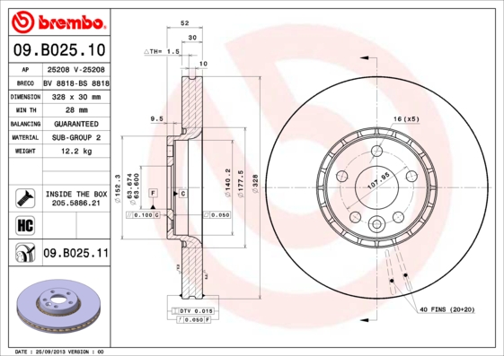 Bremžu disks 09.B025.11