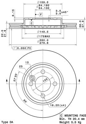 Bremžu disks 09.A761.11