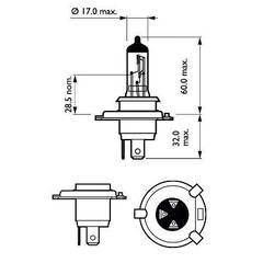 Spuldze Philips Vision Plus +60% H4 12V 60/55W 12342VPC2