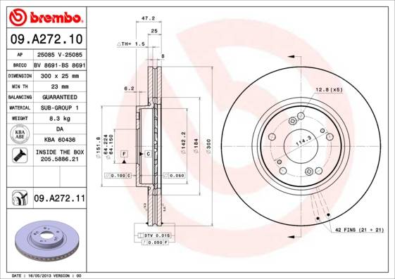 Bremžu disks 09.A272.11