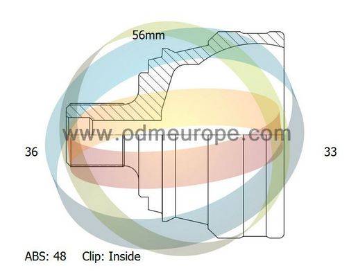 granāta 12-151676  =OJ-1676 20431 Volvo S80,C70 99-- S70 99-00, S60 00-04 abs48 36/56.6/33