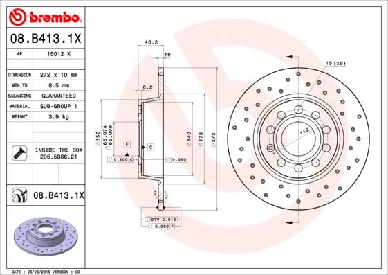 Bremžu disks 08.B413.1X