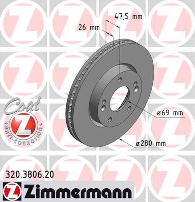 bremžu disks 320.3806.20    KIA/HYUNDAI