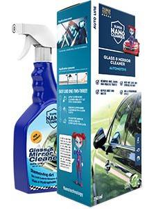 Stiklu tīrīšanas komplekts SUPER NANO GLASS&MIRROR CLEANER AUTOMOTIVE 750ml pudele, cimds un lupati