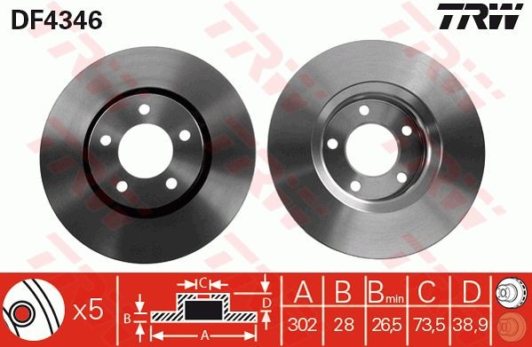 bremžu disks DF4346  155.3902.00