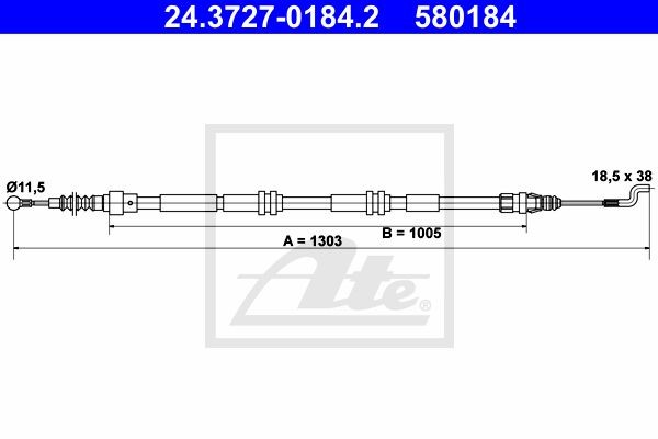 Rokas bremzes trose 24.3727-0184.2