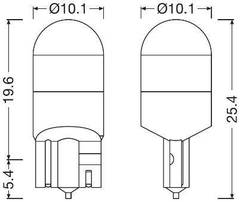 Spuldze 2825DWNB-2HFB W5W Led 1W 12V