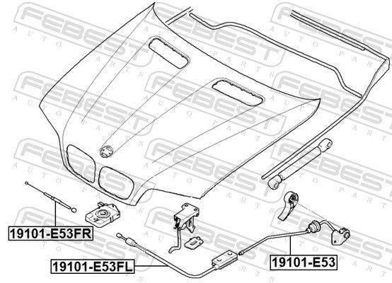 Motora pārsega slēdzenes trose 19101-E53FR